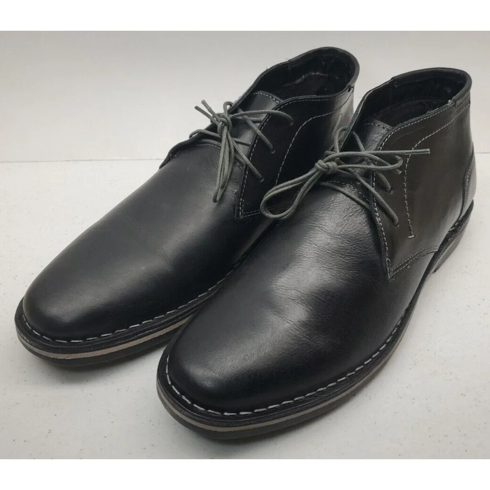 Steve Madden Men's Harken Leather Chukka Boots Size 9.5 M‎ Black EUC w/Box!